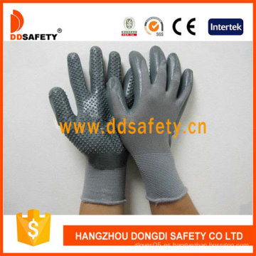 Nylon gris con gris Nitrile Glove-Dnn424